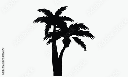 Palm tree silhouette, tropical tree vector, beach plant icon