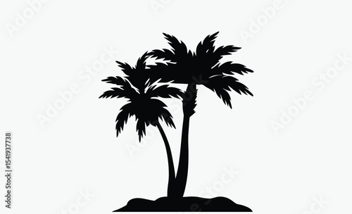 Palm tree silhouette, tropical tree vector, beach plant icon