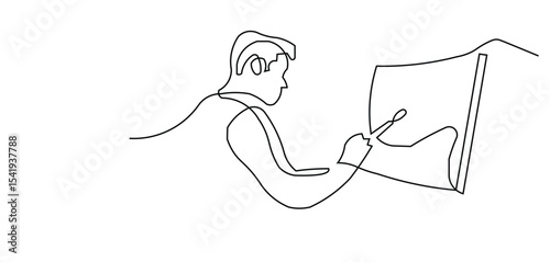 Man Drawing Line Art, Artistic Creative Graphic