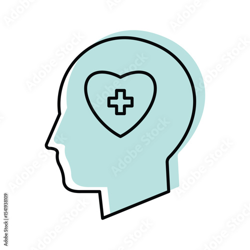 Mental Health color shadow thinline icon , vector, pixel perfect, illustrator file 
 