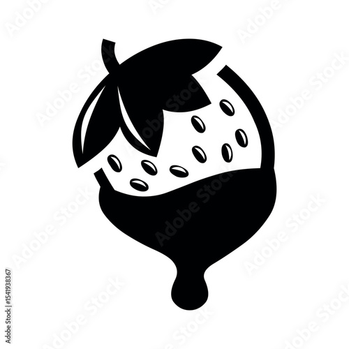Illustration of chocolate dipped strawberry vector icon for dessert logo or food blog graphic design illustration element vector