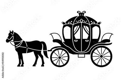 carriage with horse vector 