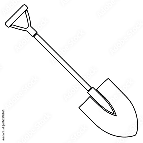 Shovel Vector Outline Illustration