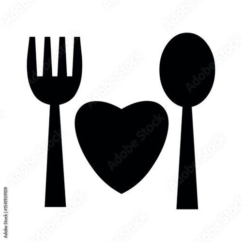 Illustration of fork spoon and heart vector illustration for food love concept restaurant and cooking design element vector image vector