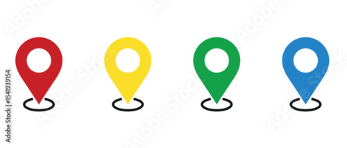 Set of map pin location icons. Modern map markers .Vector illustration on a white background.