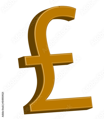 Golden 3D Pound Sterling Sign - UK Currency & Finance Icon