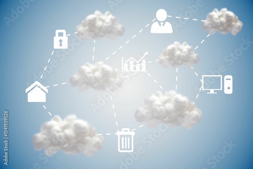 Cloud computing graphic with icons