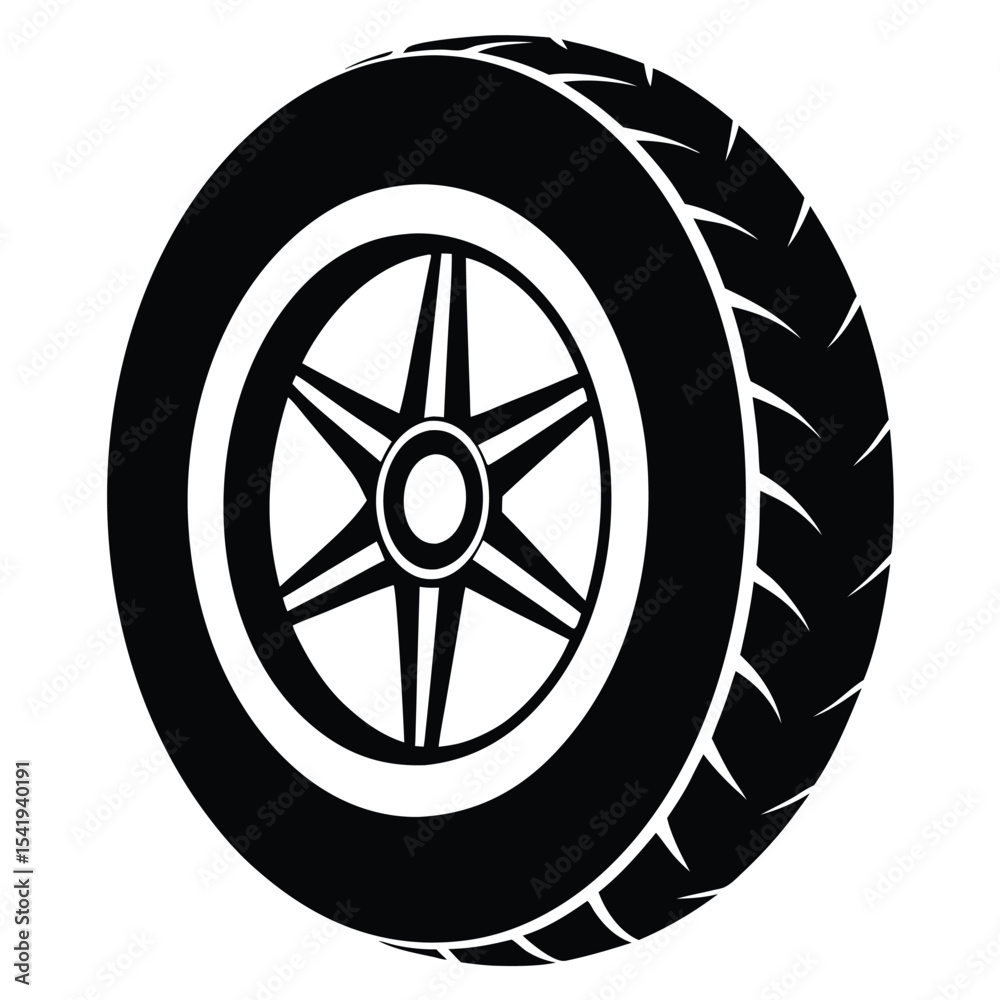 Obraz premium Stylized Car Tire Vector Illustration