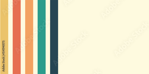 Abstract colorful 70s background vector. Vintage retro wallpaper with rainbow stripes and wavy lines. A 1970 color illustration suitable for posters, banners, decorative items and wall art.