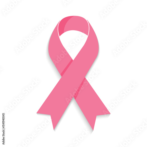 Pink ribbons isolated on white (Breast Cancer Sign). Vector illustration.
