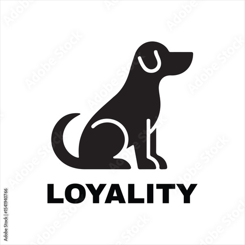 Loyalty dog silhouette icon showing trust faithful pet animal symbol

