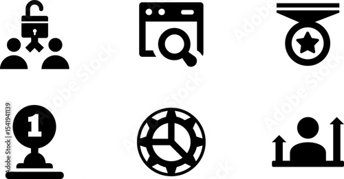 Modern Rounded Filled Seo And Digital Marketing Icon Set