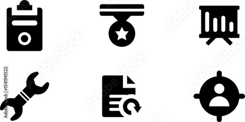 Modern Rounded Filled Seo And Digital Marketing Icon Set