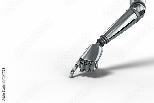 Gray metallic robotic hand gesturing