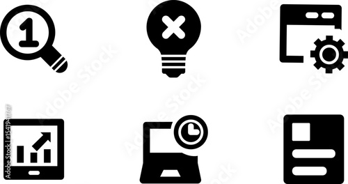 Modern Rounded Filled Seo And Digital Marketing Icon Set