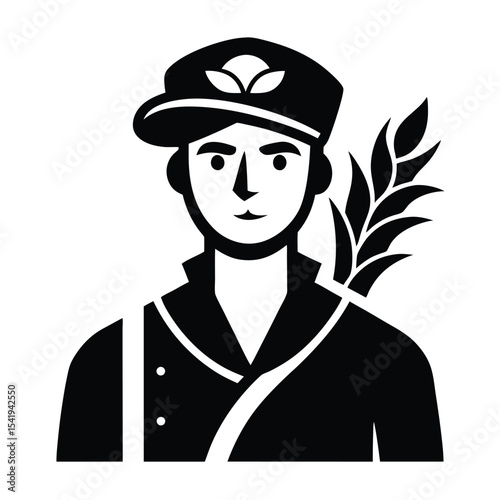 Farmer Character with Hat and Wheat