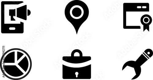 Modern Rounded Filled Seo And Digital Marketing Icon Set