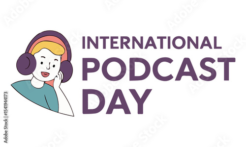 International Podcast Day. Vector Illustration with white background. Podcast, radio, broadcast, radio show, entertainment and journalism concept.