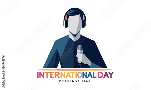 International Podcast Day. Vector Illustration with white background. Podcast, radio, broadcast, radio show, entertainment and journalism concept.