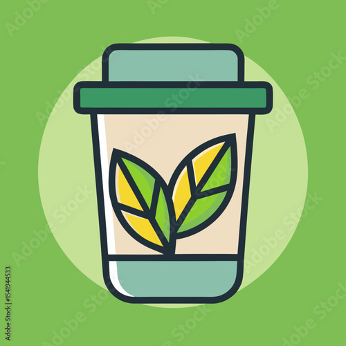 Sustainable Green Tea ToGo Cup with Leaves Design for EcoConscious Consumers