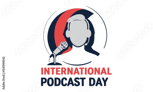 International Podcast Day. Vector Illustration with white background. Podcast, radio, broadcast, radio show, entertainment and journalism concept.