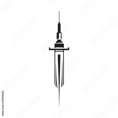 Vector illustration of a medical syringe, commonly used for vaccination, injection, or medical treatment. Ideal for healthcare designs, medical infographics, hospital materials.