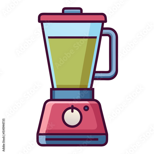 Colorful Cartoon Illustration of a Kitchen Blender Against a Mustard Background