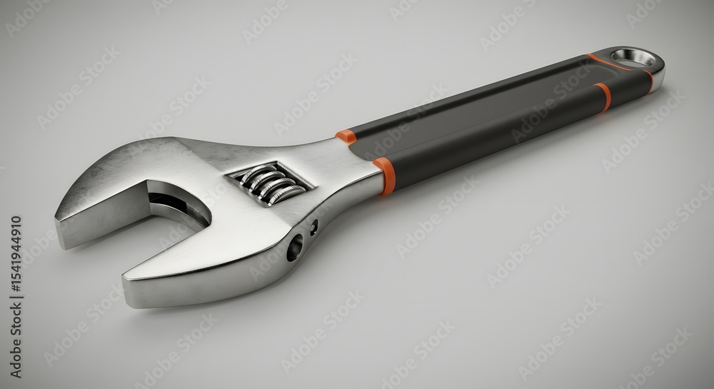 Obraz premium Adjustable Wrench with Black and Orange Handle - 3D Render