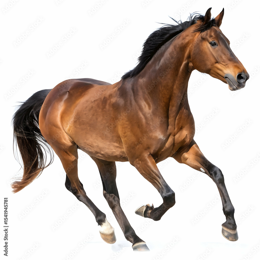 Obraz premium Brown horse running isolated on transparent background 