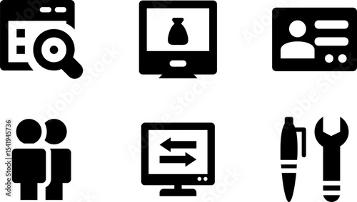 Modern Rounded Filled Seo And Digital Marketing Icon Set