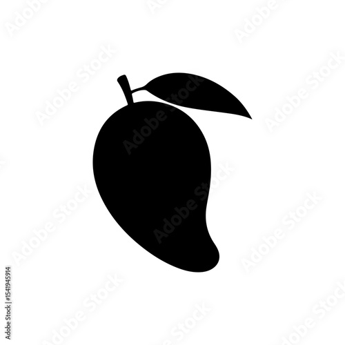 Mango with leaf silhouette icon vector flat design.