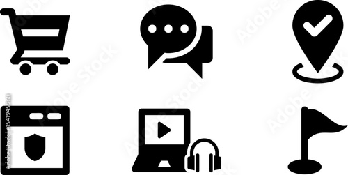 Modern Rounded Filled Seo And Digital Marketing Icon Set