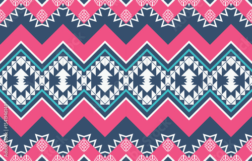 Geometric ethnic oriental ikat seamless pattern  color oriental. Aztec ornament print. Design for background ,curtain, carpet, wallpaper, clothing, wrapping, Batik, vector illustration.