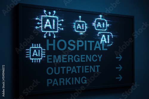 Artificial intelligence transforming hospital signage and healthcare navigation in a modern facility, showcasing the new technological integration for patient services