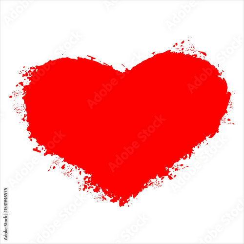 Hand painted red watercolor heart with grunge texture isolated on transparent background. Ideal for creative, romantic, or emotional  themes. Vector art