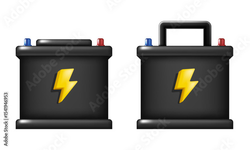 Car battery. Vector 3d icons isolated on white background.