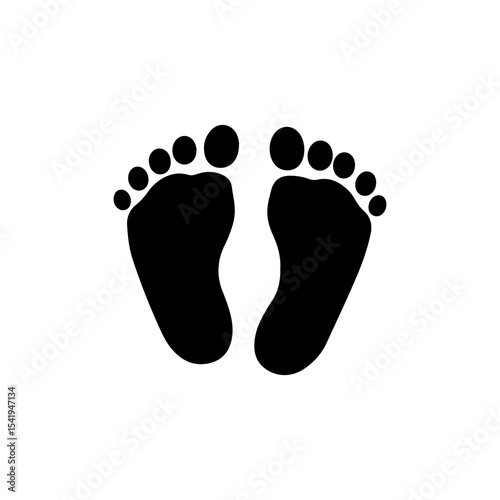 Baby footprint silhouette icon vector flat design.