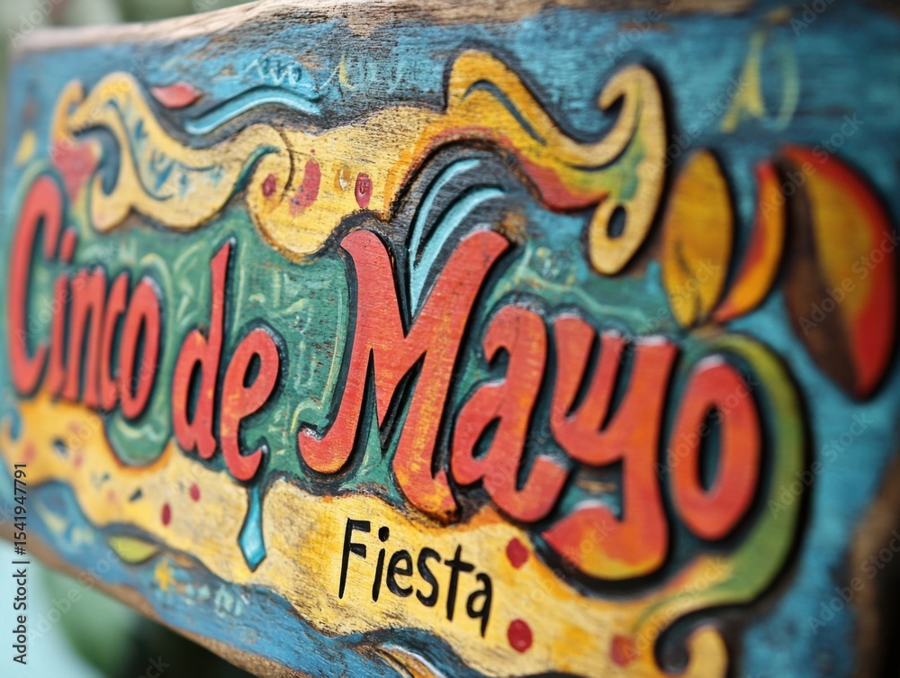 Fototapeta premium Close-up of a hand-painted wooden sign reading 