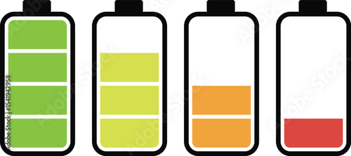 Battery Level Indicators Visualizing Energy Levels from Full to Empty