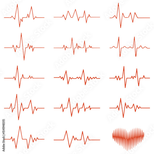 Heart Pulse ECG Clipart Bundle