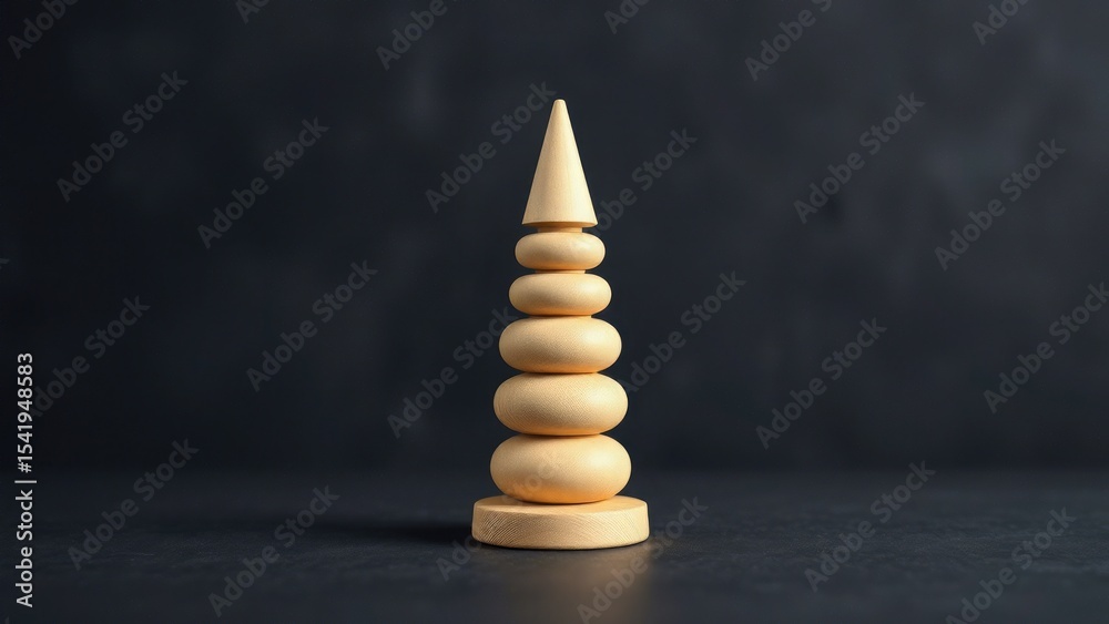 Obraz premium Pale Yellow Wooden Stacking Toy Cone Base wooden toy