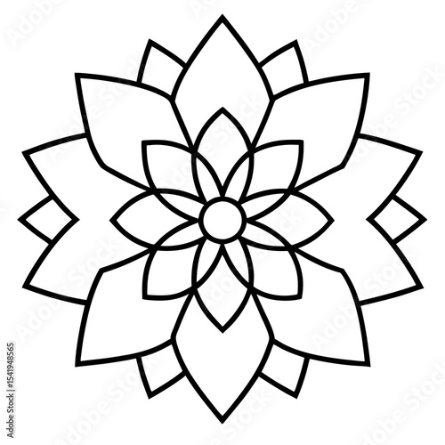 Serene Cosmic Blossom Mandala – Digital Line Art