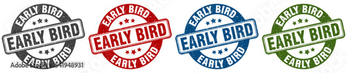 early bird stamp. early bird round stamp set isolated on white background