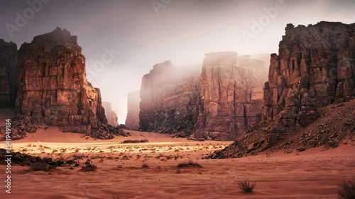 Misty Fog Enveloping Desert Mountains