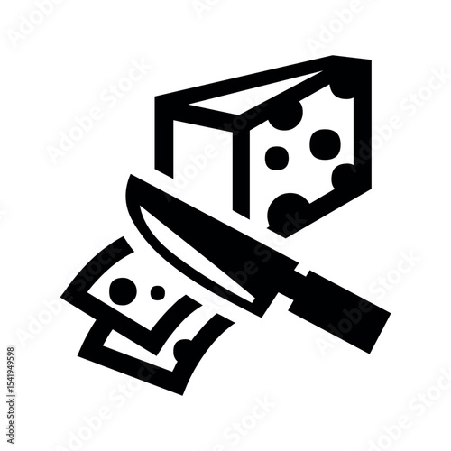 Illustration of cheese block cut with knife vector illustration for gourmet food and dairy product concepts design art vector