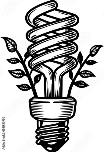 eco friendly light bulb with sprouting leaves sustainable energy and green technology, environmental concept illustration