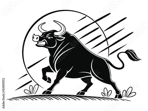 bull silhouette icon. strength and perseverance symbol. vector image of an animal