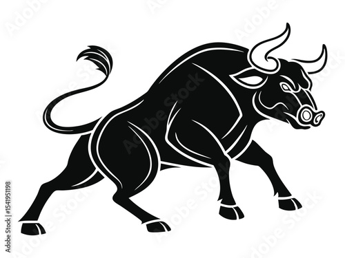 bull silhouette icon. strength and perseverance symbol. vector image of an animal