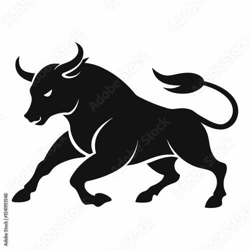 Silhouette vector illustration of a bull