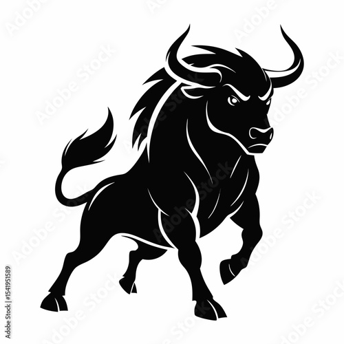 Silhouette vector illustration of a bull
